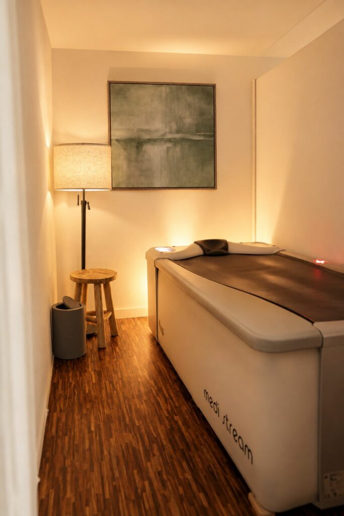Gemütlicher Wellnessraum mit Spa Liege